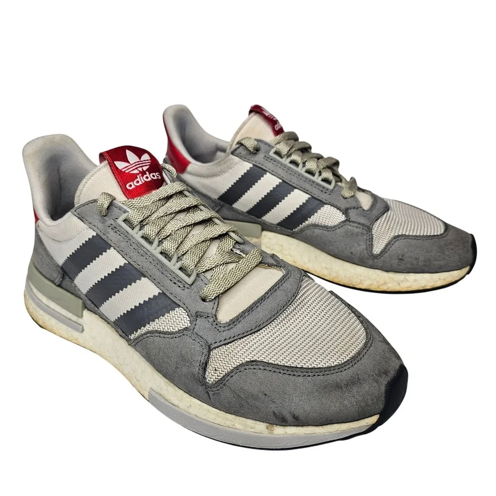 Adidas ZX‎ 500 RM Men Size 11 Gray Grey Red Running Shoes Sneakers B42217